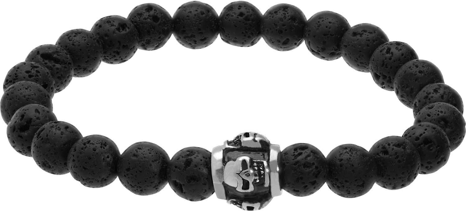 Lava stone ball bracelet SKULLS